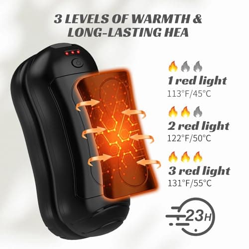 FANDLISS 2-in-1 Hand Warmer Rechargeable,Portable 6000mAh,3 Heat Mode,Black — view 2