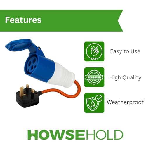 HowseHold 16amp to 13amp Adapter Hook Up Cable 3 Pin UK Electric Hook Up Adapter 230v for Camping Caravan Motorhome Mains to UK Plug (3 Pin to UK Hook Up) — view 3