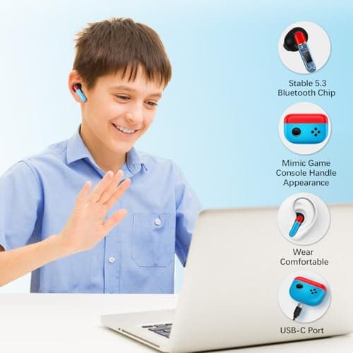 Awaiymi 2Pack Cute Kids Earbuds Wireless Waterproof 36H Playtime Adults Earbud Bluetooth 5.3 Touch Control Kids Adults Wireless Ear Buds with Charging Case for Gifts — view 6