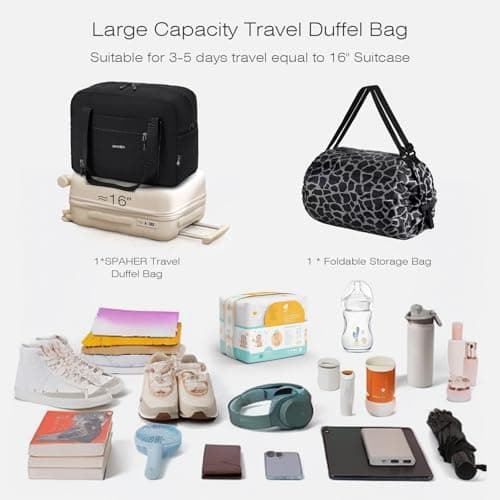 SPAHER for Ryanair Cabin Bags 40x30x20 Underseat Wizzair Carry on Hand Luggage Foldable Travel Duffel Flight Bag Women Men 25L with Wet Pockets Holdall Tote for Overnight Airplane Weekend — view 3