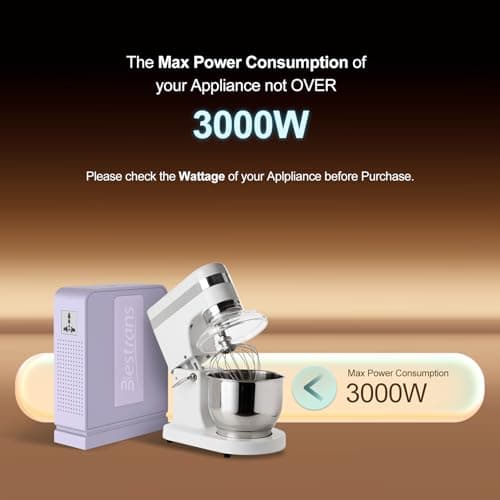 BESTRANS 3000W Step Up Transformer 110v to 220v Converter, Heavy Duty Voltage Converter 110v to 220v with Dual Outlets, Overload Protection & Ultra-Quiet Design for Home Appliances, Light Purple — view 2