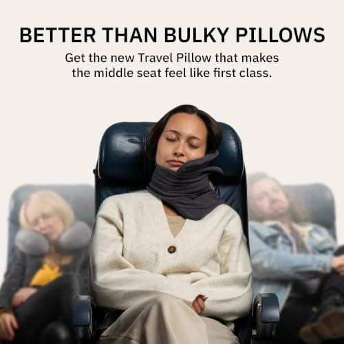 trtl Travel and Airplane Pillow - Real Sleeping Experience on Long Flights - Neck and Shoulder Support - Super-Soft, Lightweight, Easy-to-Carry, and Machine-Washable Flight Pillow - Grey — view 6