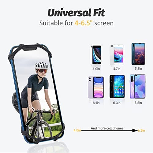 Jumkeet Bike Phone Holder, Detachable 360° Rotation Bicycle Phone Mount, Universal Silicone Motorcycle Handlebar Mount Fits for Phone 13 12 11 Pro Max/XR/XS/8/7/6 Plus, Samsung (4.0"-6.5") — view 6