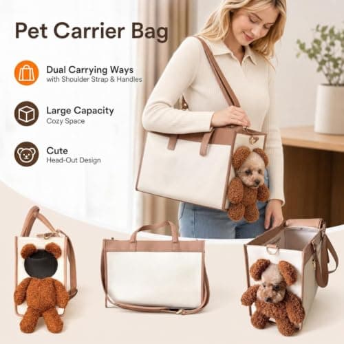 Bear Dog Carrier Bag, 2-in-1 Breathable Pet Tote for Small Dogs (M) — view 2