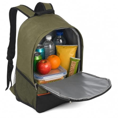 URBNLIVING 20L Insulated Cooler Backpack, Leak-Proof Thermal Foil Lining, Durable Polyester Construction, Hands-Free Food & Drink Storage for Camping, Picnics & Travel - Green