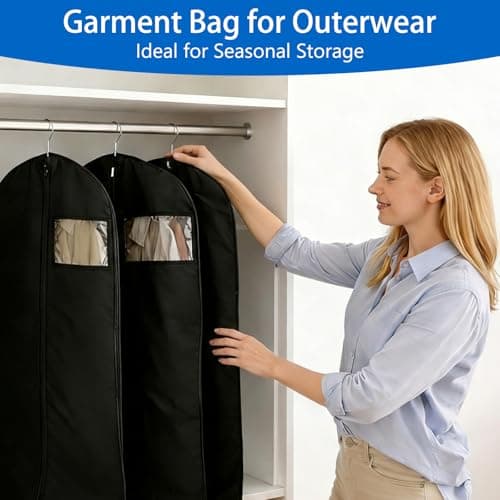 Sevenpers 6 Pack Suit Bags Garment Bags for Hanging Clothes 60x140cm Black — view 3