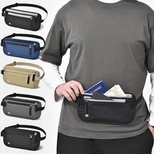 RFID Blocking Travel Money Belt - Anti-Theft Hidden Waist Wallet for Passport, Credit Cards & Phone - Security Fanny Pack for Men & Women (12 Colors), Purple, Modern — view 2