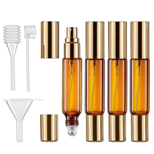 4PCS Refillable Perfume Bottle- 10ml Dual Use Rollerball Bottles Empty