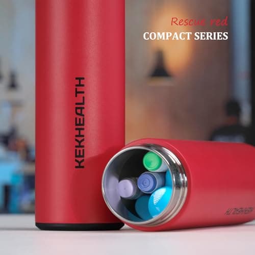 KEKHEALTH Compact 60h Insulin Cooler Travel Case, Medicine Cooler for Travel, Stainless Steel Vacuum Insulated Cooler for Insulin, GLP-1, Peptides & 3 Injection Pens, Rescue Red — view 2