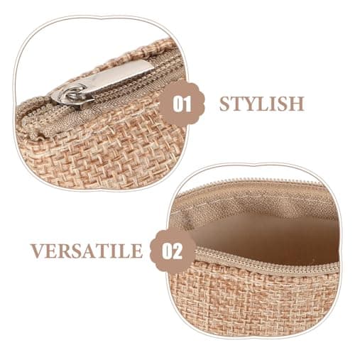 TOYANDONA Compact Beige Travel Pouch for Women, Cotton and Linen Coin Wallet with Zipper, Easy to Clean Money Purse Suitable for Daily Use and Portable Organiser — view 3