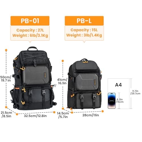 TARION 2 Bags in 1 Large Camera Bag Backpack 27L with 15.6" Laptop Sleeve — view 2