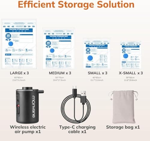 Vacuum Storage Bags -12 Pack Space Saver Bags with Portable Wireless Electric Air Pump Suitable for Travel Luggage Suitcase Clothing — view 2