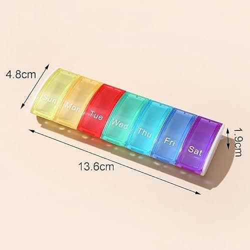 Weekly Pill Organiser 7 Day, Daily Pill Box, Portable Medicine Tablet & Vitamin Storage Case, Rainbow Medication Dispenser for Travel, Home & Office — view 2