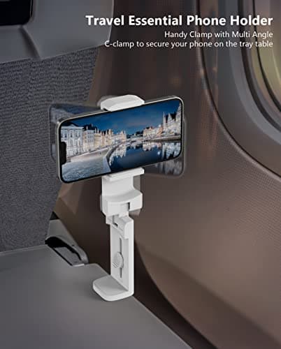 MiiKARE Portable Airplane Phone Holder-360° Rotation Phone Holder for Plane,Hands-Free Travel Essentials for Flying,Foldable Pocket-size Phone Stand Holiday Essentials Compatible iPhone&Android-White — view 3