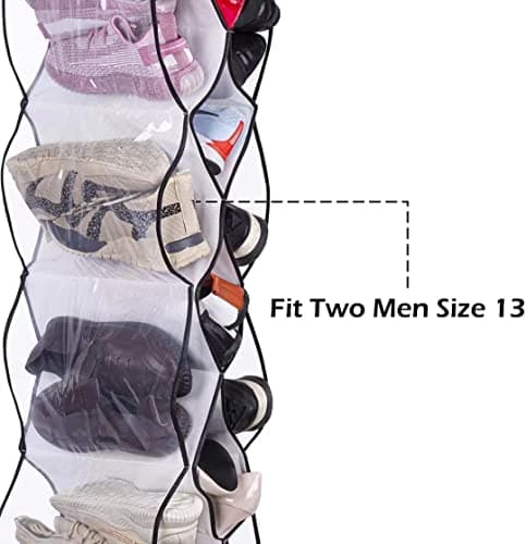 MISSLO Shoe Rack Storage Hanging Wardrobe Handbag Organiser Closet 13 Large Pockets Organizer for Shoe Tidy with Rotating Hanger, White — view 2