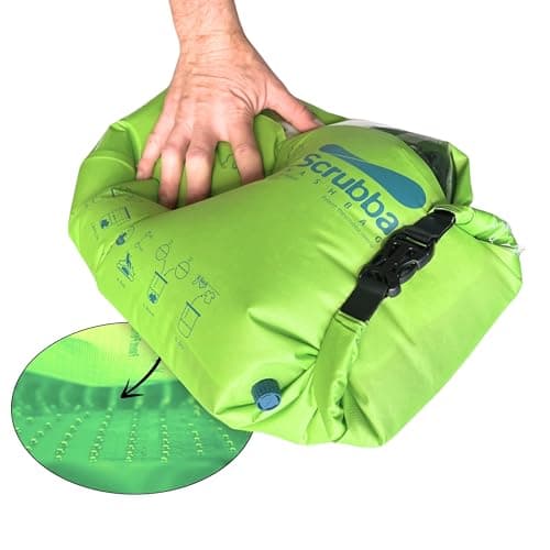Scrubba Wash Bag - Patented Washboard-in-a-Bag™ Portable Travel Washing Machine for Camping, Backpacking, Cruises & Hotels - Pack Light, Wash Clothes Anywhere in Minutes (~140g)