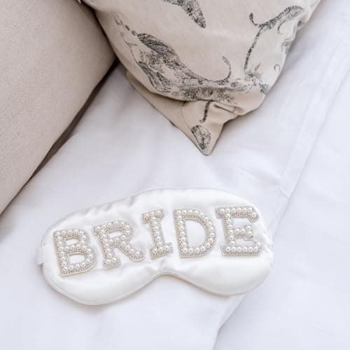 TRIXES Bride Sleep Mask, Rhinestones and Faux Pearls, Bride to Be Gifts, Hen Party Presents — view 4