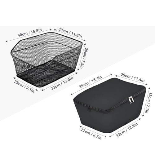 Rear Basket, Metal Bike Rack, Easy to Assemble, Waterproof Rain Cover, Luggage Bag — view 3
