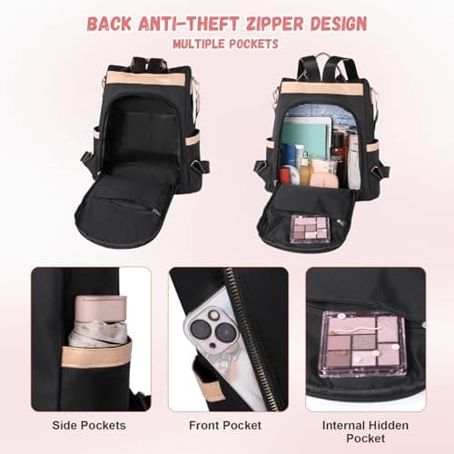 Aucuu Anti Theft Backpacks for Women, Women's Backpack, Lightweight Waterproof Ladies Rucksack, Large Casual Daypacks, Ladies Fashion Handbag, Travel Shoulder Bag for School Work Travel — view 4