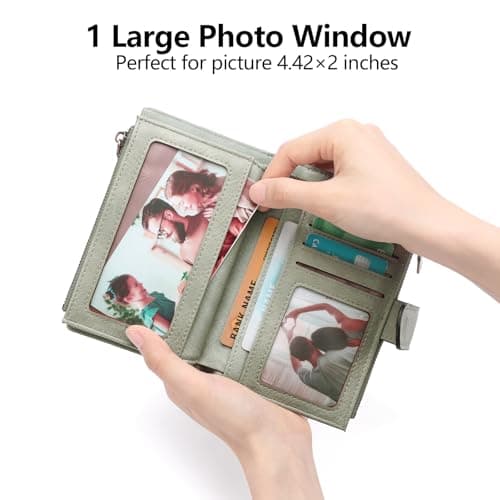 GOIACII Leather Purses for Women, Bifold Compact Womens Wallet with RFID Blocking, Medium Ladies Purse Credit Card Wallet with 16 Card Slots and Zip Coin Pocket — view 4