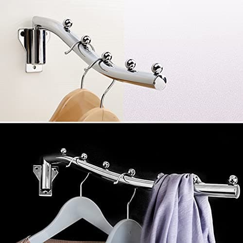 Folding Wall Mounted Clothes Rack, Stainless Steel Wall Clothes Hanger Detachable Sturdy Swing Arm Coat Hanger Clothes Hook Closet Rod Clothing Holder Drying Racks for Bathroom Laundry Room, 2 Pack — view 5