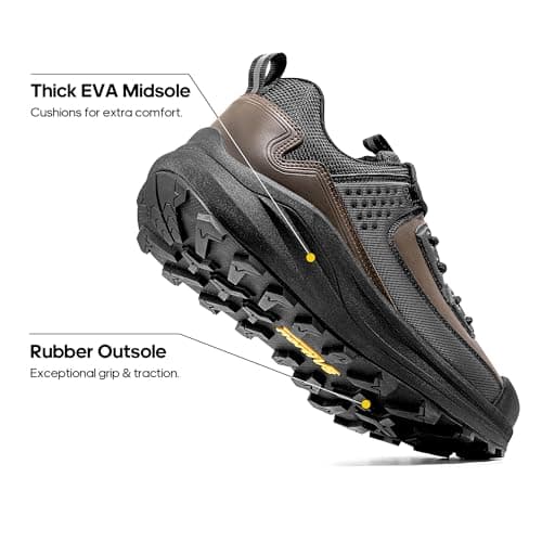 NORTIV 8 Men's Waterproof Hiking Shoes Low Top Lightweight Outdoor Trekking Camping Trail Hiking Shoes,Size 10,Dark Brown,SNHS242M — view 3