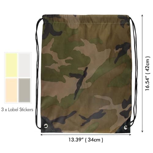 Lunhoo 6 Pack Camouflage Drawstring Bags, 42 x 34 cm, Camo Polyester Pack, Lightweight Drawstring Camping Bag for Gym, Travel, Sport, Party Gift Party Favors — view 4