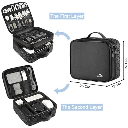 MATEIN Cable Organiser Bag, Cable Bag, Tech Pouch, Cable Storage Box, Black — view 4