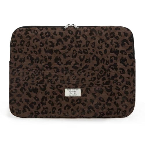 SDSFGX Leopard Laptop Sleeve 13-15 Inch Quilted Padded Protective Case for MacBook Pro/Air Trendy Universal Laptop Sleeve