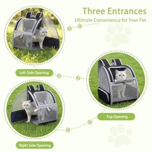 Breathable Cat Carrier Backpack for Small Dog Rabbit 7kg with Foldable Bowl — view 6