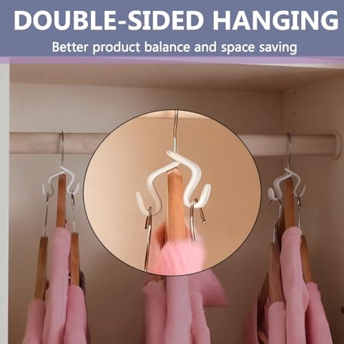 60Pcs Clothes Hanger Connector Hooks, Multi-layer Stackable Hangers Space Savers Hooks, Drop Connecting Hanger Hook, Cascading Clothes-Hook for Wardrobe Clothes-Organiser(COLOR:White) — view 5