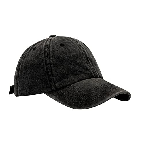 Mens Womens Summer Fashion Casual Sunscreen Baseball Cap Hat Outdoor Travel Adjustable Breathable Curved Brim Unisex (Black, One Size)