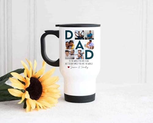 EKAM Personalised Travel Mug - 14oz Stainless Steel Insulated Travel Tea/Coffee Mug -Add Your Photos and Text - Present for Dad - Gift for Father's Day - Dad Daddy Grandad Grandpa (Design 01) — view 4