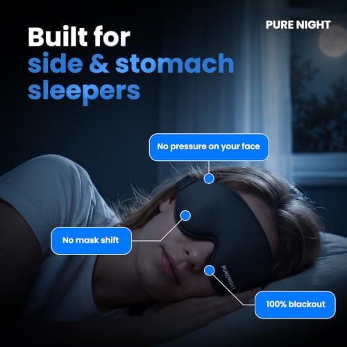 PURENIGHT 3D Contoured Blackout Sleep Mask for Side & Stomach Sleepers — view 2