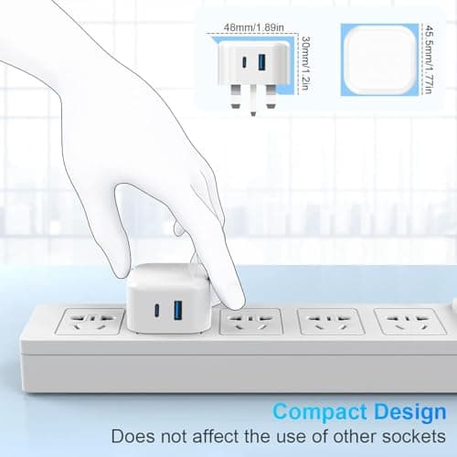 USB C Fast Charge Plug,3Pack Dual Port USB A and USBC Charger Plugs Adaptor UK Wall Charge for iPhone 17 Pro Max 16e 16 Plus Pro Max 15 14 13 12 11 SE Watch iPad Pro Mini Air,Type-C Ports Charging — view 2