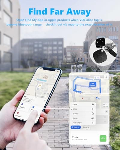 VOCOlinc Air Tracker Tag Key Finder 2 Pack, Luggage Tracker Compatible with Apple Find My App (iOS Only, not Support Android), Battery Replaceable, Bluetooth Item Locator for Keys, Suitcases, Bags — view 4
