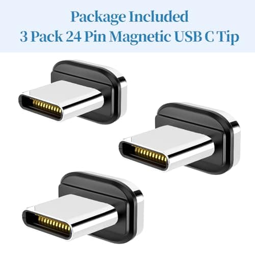 IVIVTOR USB C Magnetic Adapter - 3 Pieces USB-C Magnetic Adapter Head - TPY C Magnetic Plug Connector for 24 Pin Magnetic USB — view 3