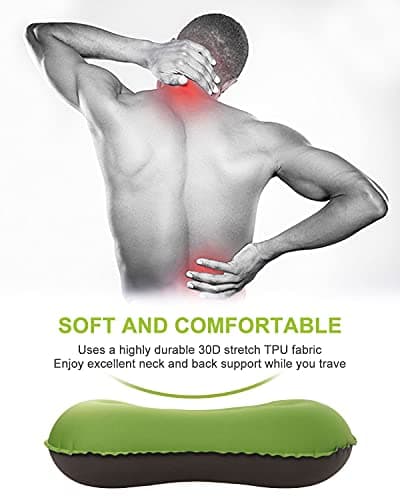 Rantizon Ultralight Camping Pillow, Compressible, Ergonomic Inflatable Travel Pillow with Storage Bag, for Neck & Lumbar Support for Hiking, Camping, 3.5 oz,Green Small Pillow, 2 Count (Pack of 1) — view 4