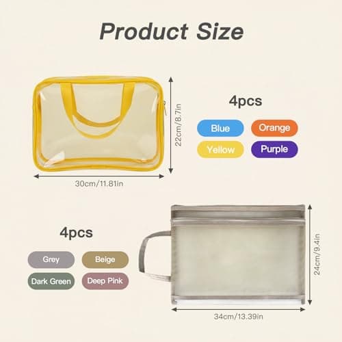 Zipper Toy Storage Bags with Handles, 4Pcs PVC Organizing Bags with Zipper, 4Pcs Colored Mesh Zip Pouch Bags Clear Storage Bags for Building Blocks Puzzles Toys — view 2