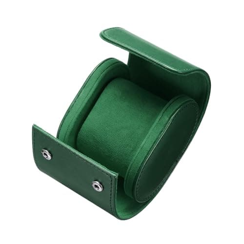 sourcing map Leather Watch Travel Case Single Watch Roll Storage Box Organizer for Men Women Holding Storaging Displaying, 1 Slot, Green