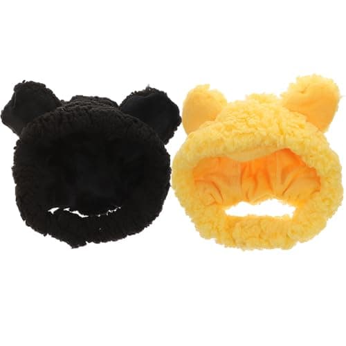 2pcs Plush Cat Costume Hat for Pets Adjustable Warm Cartoon Style