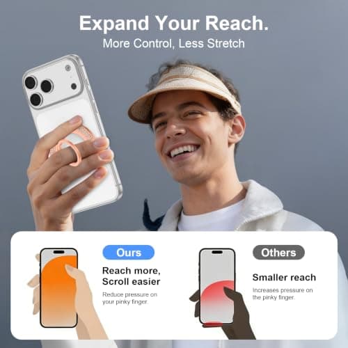 Magnetic Phone Ring for Magsafe Grip Stand, 360° Rotating Finger Loop Kickstand Magnet Cellphone Grip Holder Compatible with Mag Safe Car Mount iPhone 17 Air 16 Pro 15 14 13 14, Glitter Rose Gold — view 4