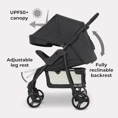 My Babiie MB30 Pushchair – from Birth to 4 Years (22kg), Easy Compact Fold, Large Shopping Basket, Adjustable Handle, Stroller Includes Cup Holder, Rain Cover – Black — view 4