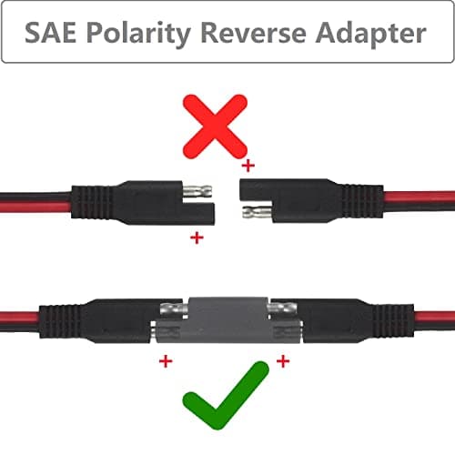KUNCAN 12FT Sae 2 Pin Extension Cable 16AWG 12ft/3.6m Quick Disconnect Wire Harness SAE Connector with Polarity Reverse Adapter for Automotive, Solar Panel, Motorcycle, Cars, Tractor — view 3