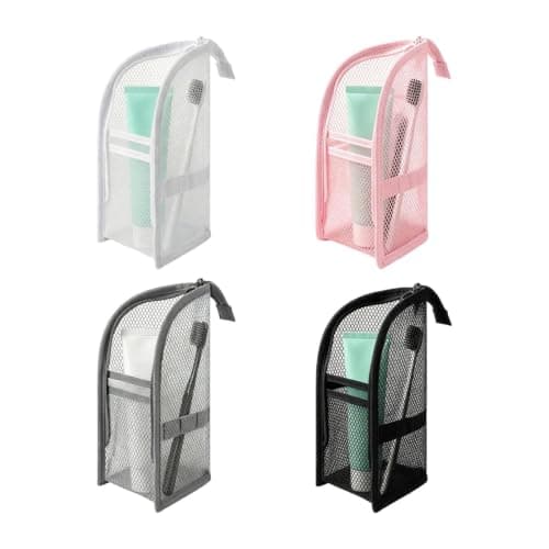 4 Pcs Standing Travel Toiletry Bag, Foldable Mesh Makeup Bag