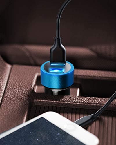 PUFFER Car Charger, Compact Dual USB 24W Fast Charging Compatible Adapter with Blue LED, for iPhone 15/14/13/12/XR/XS, iPad, Samsung Galaxy, LG – 12V Cigarette Lighter Socket — view 6