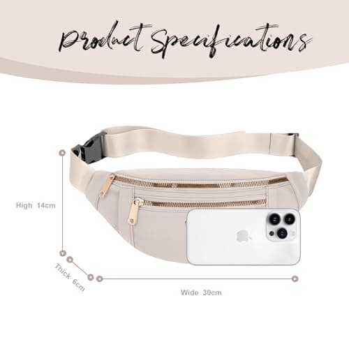 Bum Bag Lightweight Waterproof Waist Pack Adjustable Strap Crossbody Bag Fanny Pack for Travel Sports Daily Use (White) — view 5