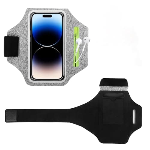 Running Phone Holder with Earphone Bag, Running Armband Phone Holder with Adjustable Strap Car Key Pocket for Women Men