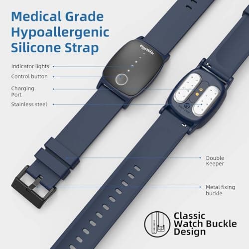 EmeTerm Explore Anti-Nausea Wristband IP67 Waterproof Morning Motion Travel Sickness Vomit Relief Rechargeable Classic Strap Design Drug Free Without Side Effects - Extra 2pack Conductive Gel — view 6