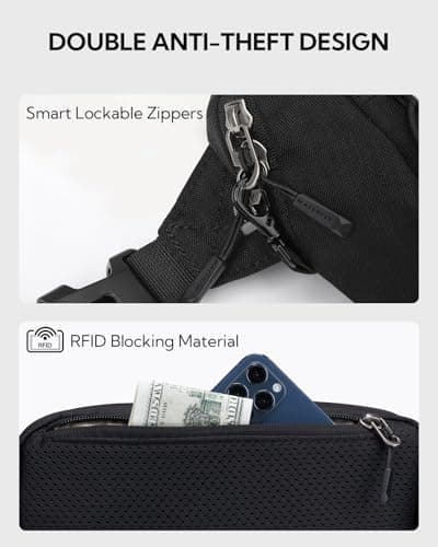 Waterfly Bum Bag Fanny Pack Waist Packs with RFID Blocking Black — view 4